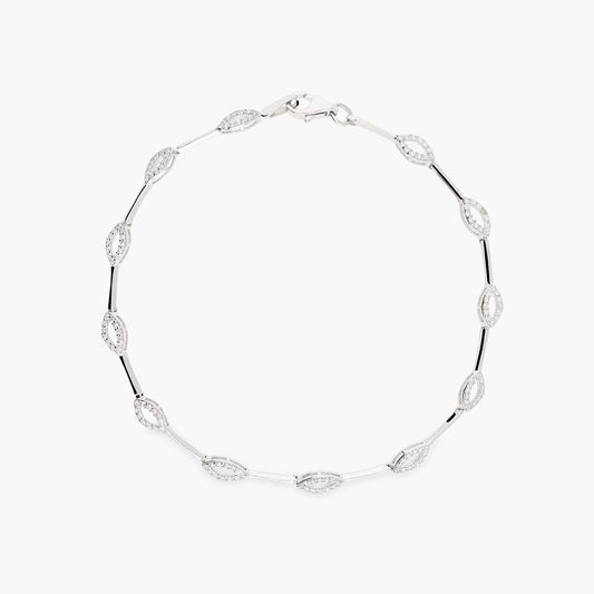 Pulsera de oro blanco 18K circonitas 19 cm