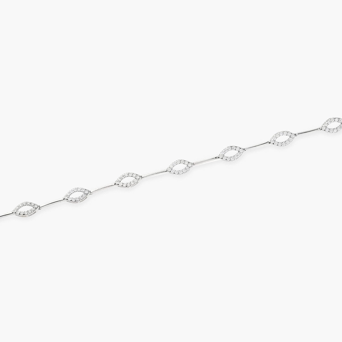 Pulsera de oro blanco 18K circonitas 19 cm