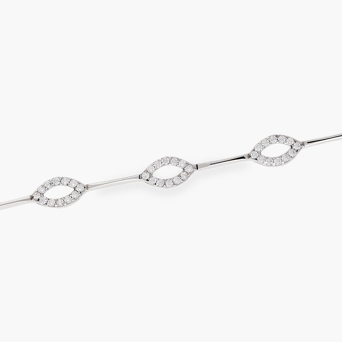 Pulsera de oro blanco 18K circonitas 19 cm