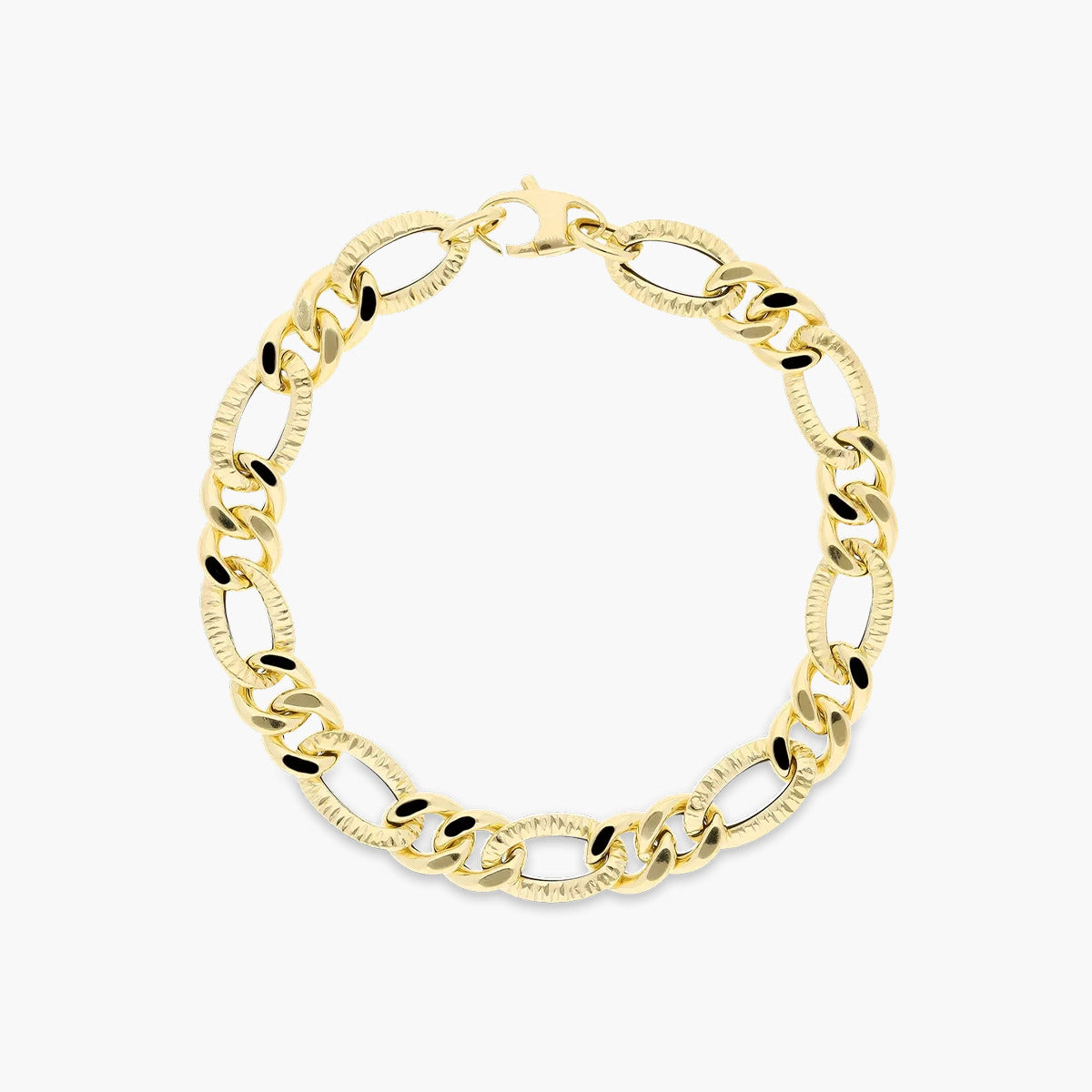 Pulsera de oro 18K eslabón anillas 19 cm