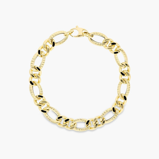 Pulsera de oro 18K eslabón anillas 19 cm