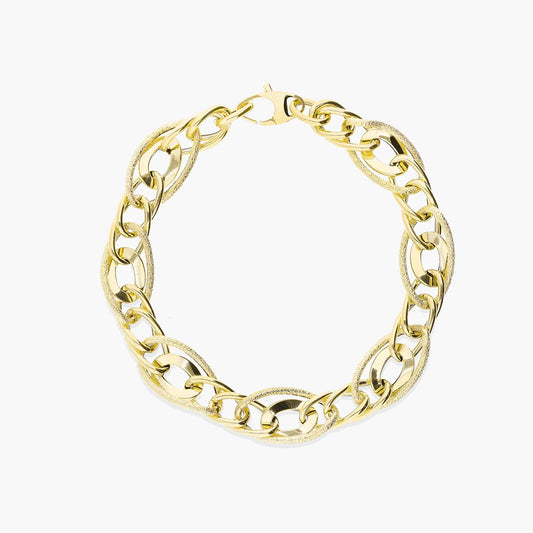 Pulsera de oro 18K eslabón anillas 20 cm