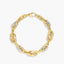 Pulsera de oro bicolor 18K eslabón anillas 20 cm