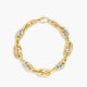 Pulsera de oro bicolor 18K eslabón anillas 20 cm