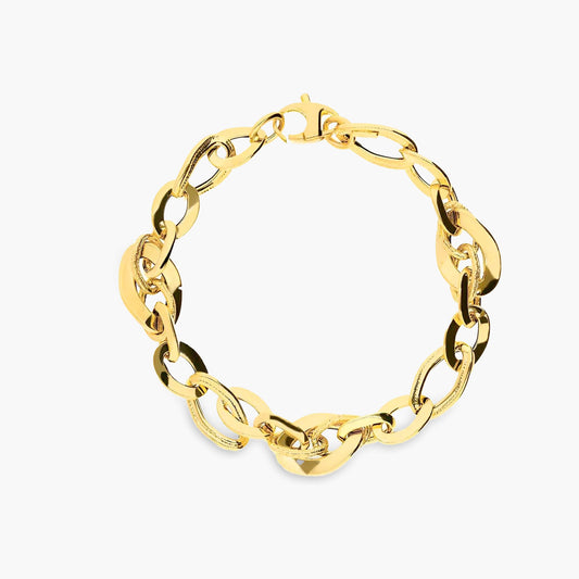 Pulsera de oro 18K eslabón anillas 19 cm