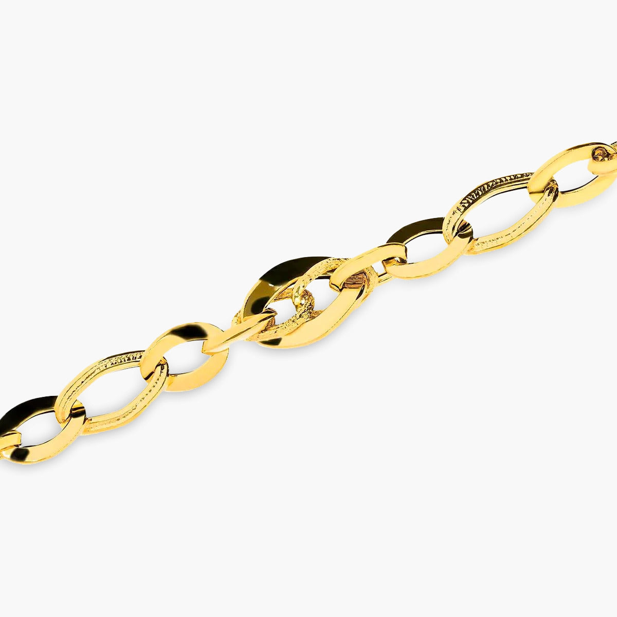 Pulsera de oro 18K eslabón anillas 19 cm