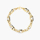 Pulsera de oro bicolor 18K eslabón anillas 19 cm