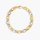 Pulsera de oro bicolor 18K eslabón anillas 20 cm