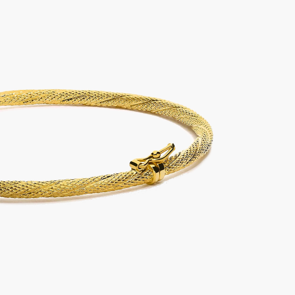 Pulsera rígida redonda rizada de oro 18K 50x60 mm