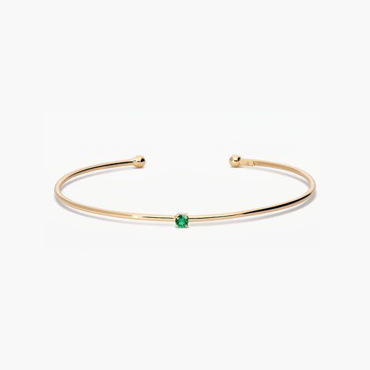 Pulsera rígida de oro 18K esmeralda 45x60 mm