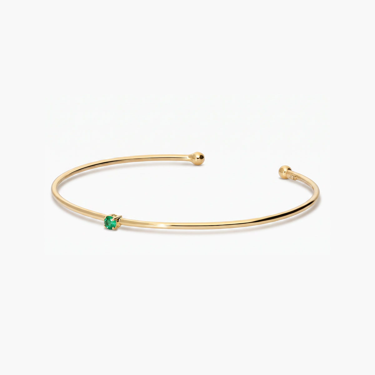 Pulsera rígida de oro 18K esmeralda 45x60 mm