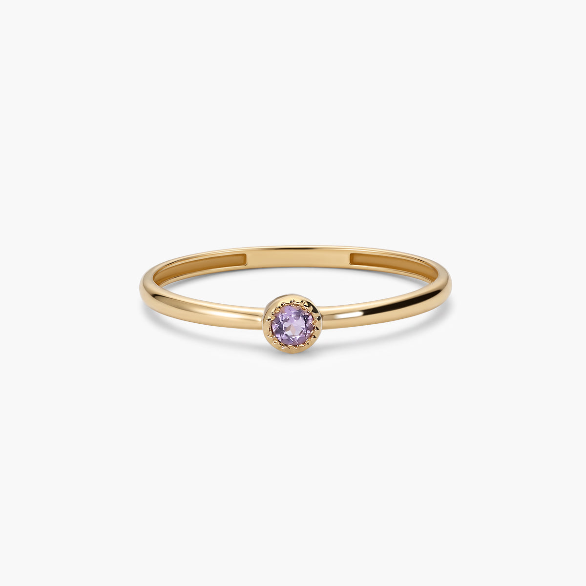 Anillo de oro 18K amatista violeta 2 mm