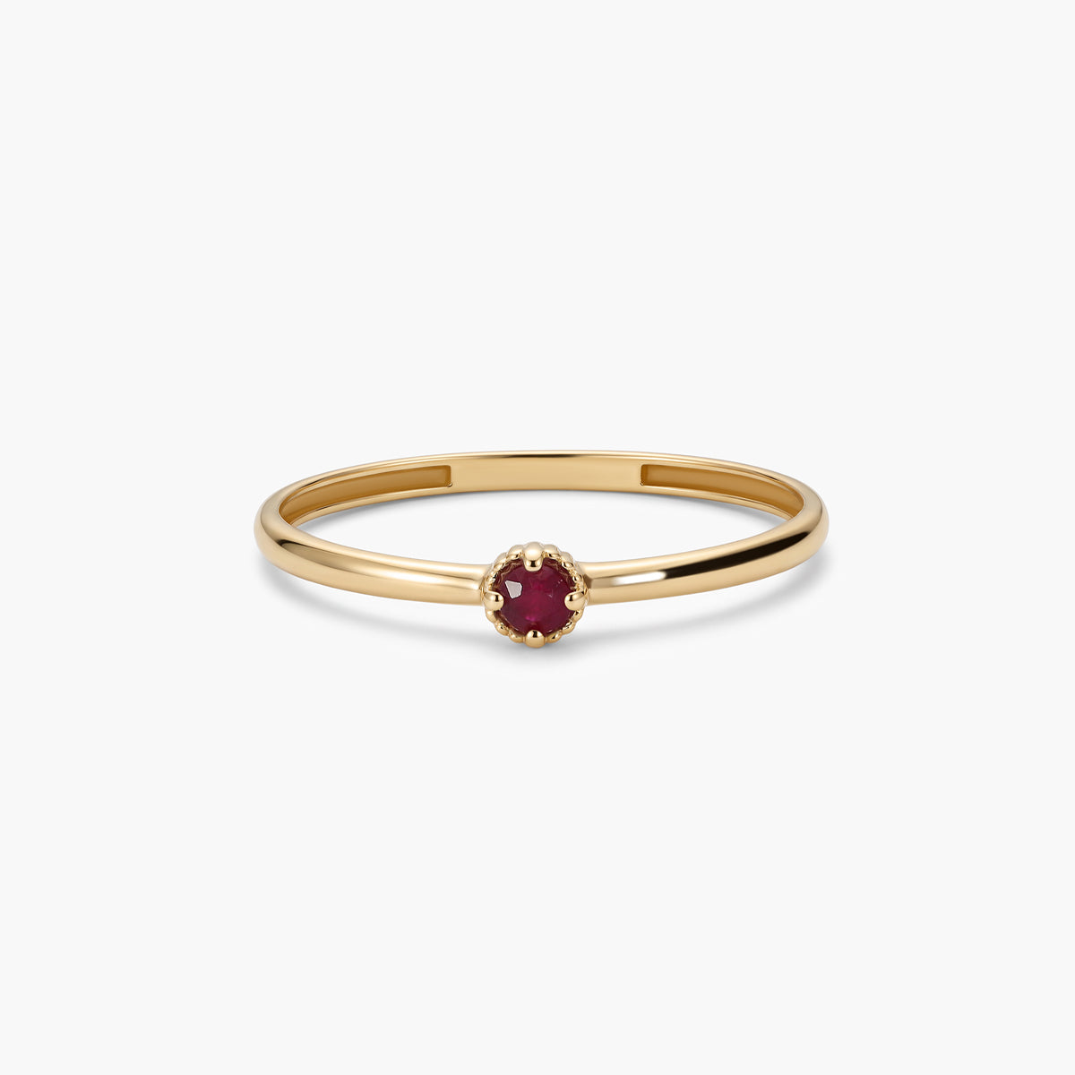 Anillo de oro 18K rubí 2 mm LAVA
