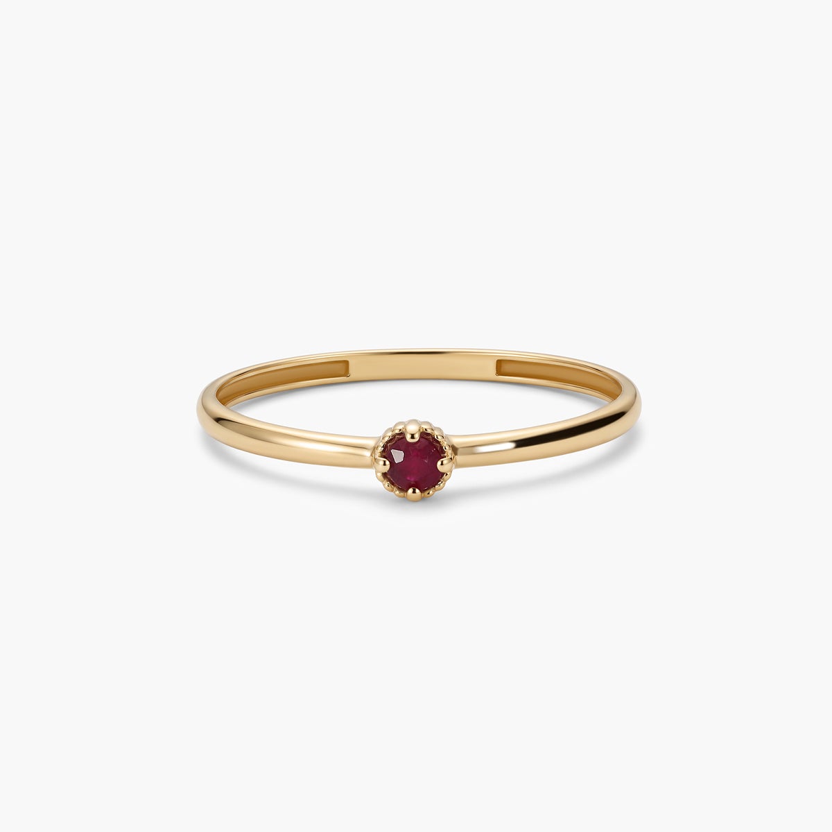 Anillo de oro 18K rubí 2 mm LAVA