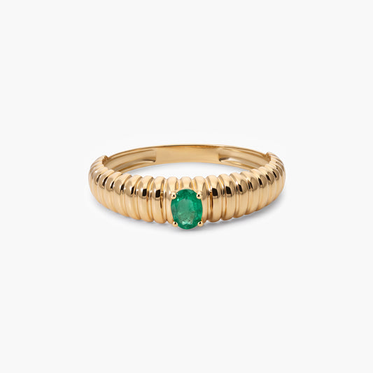 Anillo de oro 18K esmeralda 4 mm