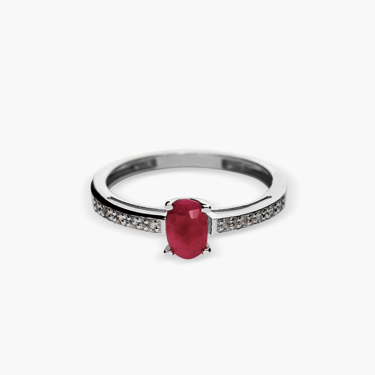 Anillo de oro blanco 18K rubí 