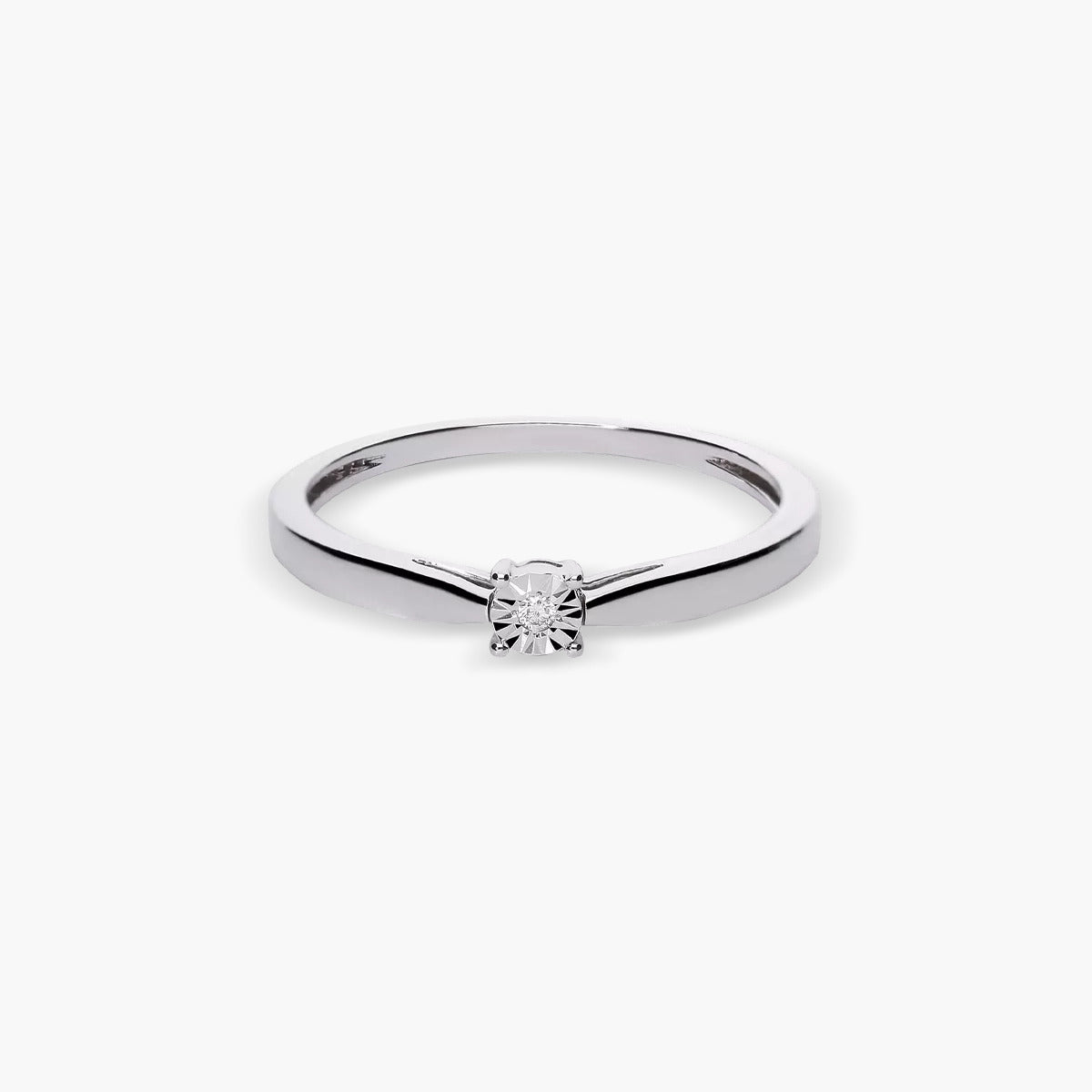 Anillo de oro blanco 18K diamante natural 0.01 ct. 