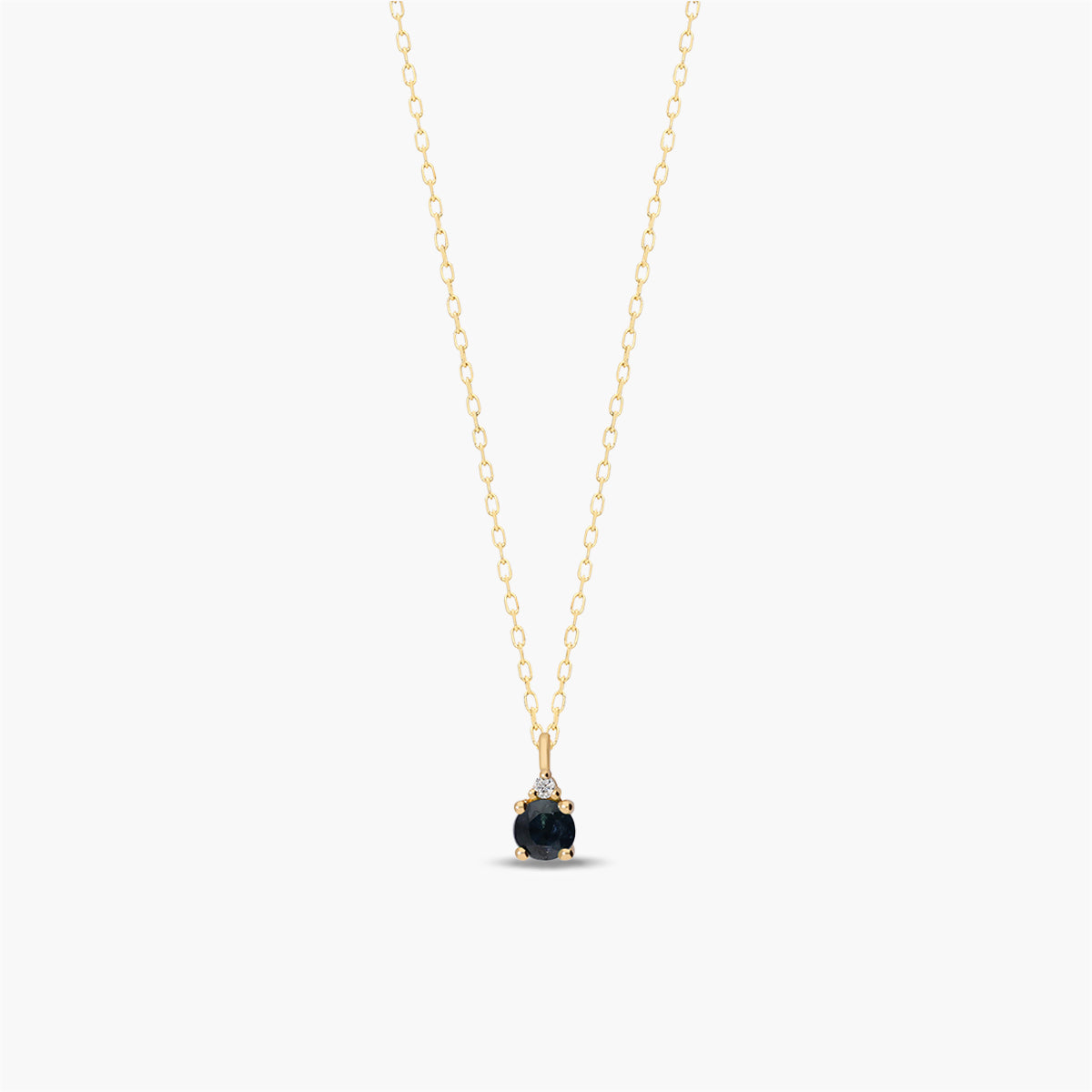 Collar de oro 18K diamante natural 0.01 ct. zafiro 5 mm MIDNIGHT