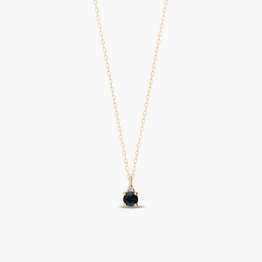 Collar de oro 18K diamante natural 0.01 ct. zafiro 5 mm MIDNIGHT