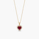 Collar corazón de oro 18k diamante natural 0.08 ct. rubí 5 mm