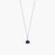 Collar de oro blanco 18K diamante natural 0.01 ct. zafiro 4 mm MIDNIGHT