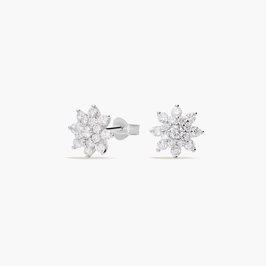 Pendientes de oro blanco 18K diamante natural 0.40 ct. 7 mm