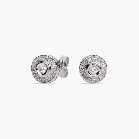 Pendientes de oro blanco 18K diamante natural 0.20 ct. 7 mm