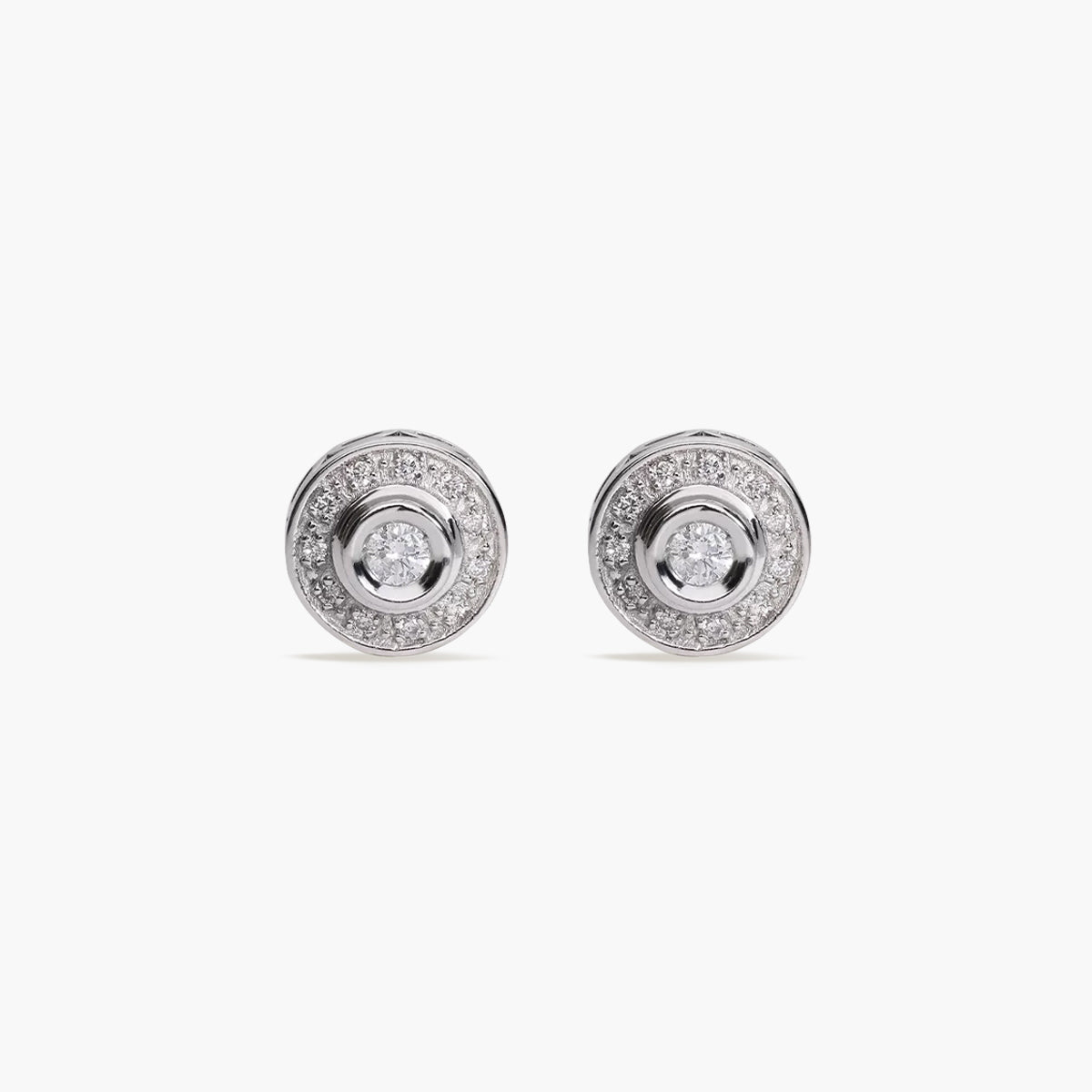 Pendientes de oro blanco 18K diamante natural 0.20 ct. 7 mm