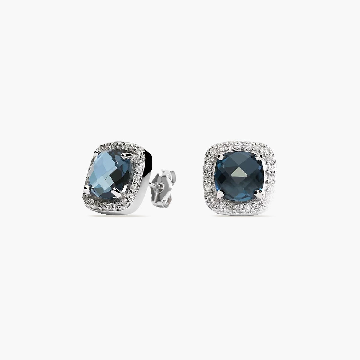 Pendientes de oro blanco 18K diamante natural 0.24 ct. 11 mm DEEP SEA