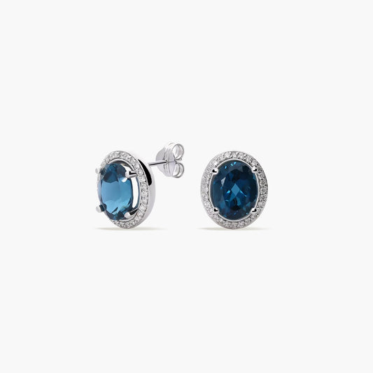 Pendientes de oro blanco 18K diamante natural 0.28 ct. 11 mm DEEP SEA