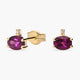 Pendientes de oro 18K diamante natural 0.01 ct. rodolita rosa