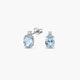 Pendientes de oro blanco 18K diamante natural 0.02 ct. aguamarina 9 mm GLACIER
