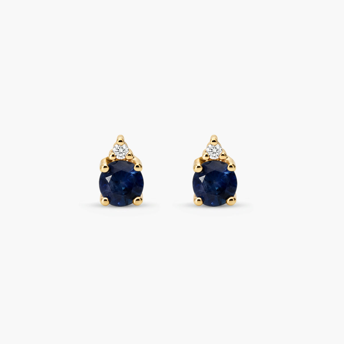 Pendientes de oro 18K diamante natural 0.02 ct. zafiro 4 mm DUSK