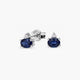 Pendientes de oro blanco 18K diamante natural 0.016 ct. zafiro 4 mm MIDNIGHT
