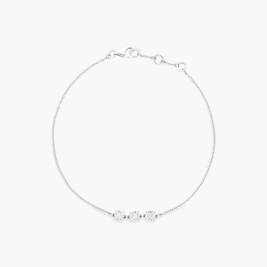 Pulsera de oro blanco 18K diamante natural 0.06 ct. 16-18 cm