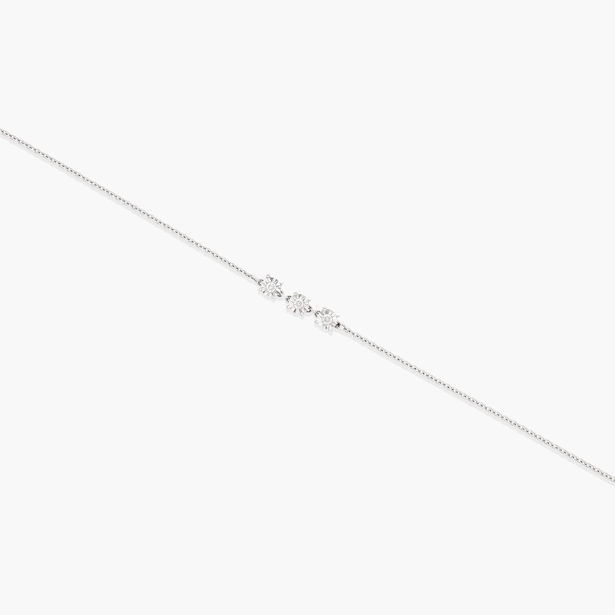Pulsera de oro blanco 18K diamante natural 0.06 ct. 16-18 cm