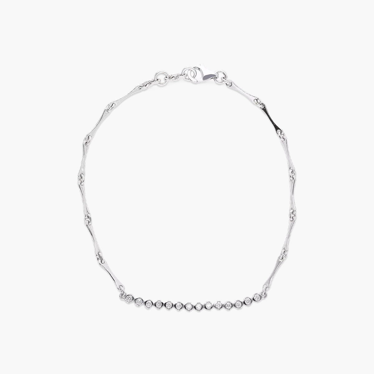 Pulsera de oro blanco 18K diamante natural 0.22 ct. 18 cm