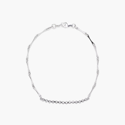 Pulsera de oro blanco 18K diamante natural 0.22 ct. 18 cm