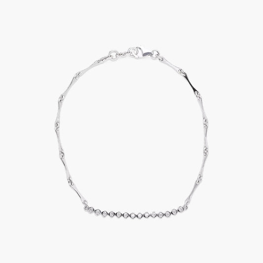 Pulsera de oro blanco 18K diamante natural 0.22 ct. 18 cm
