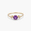 Anillo de oro 18K diamante natural 0.07 ct. amatista 5 mm