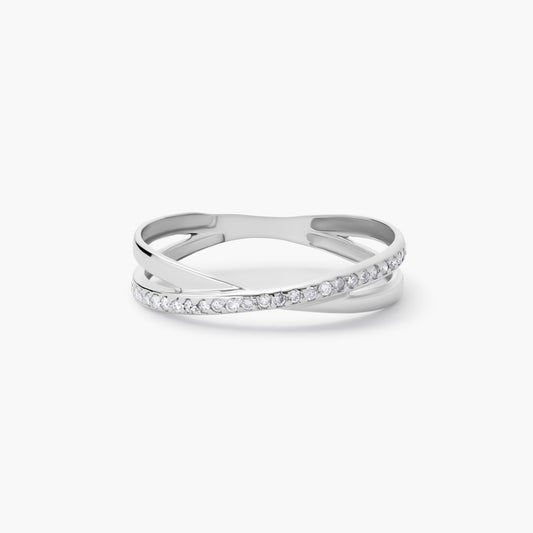 Anillo de oro blanco 18K diamante natural 0.13 ct. 