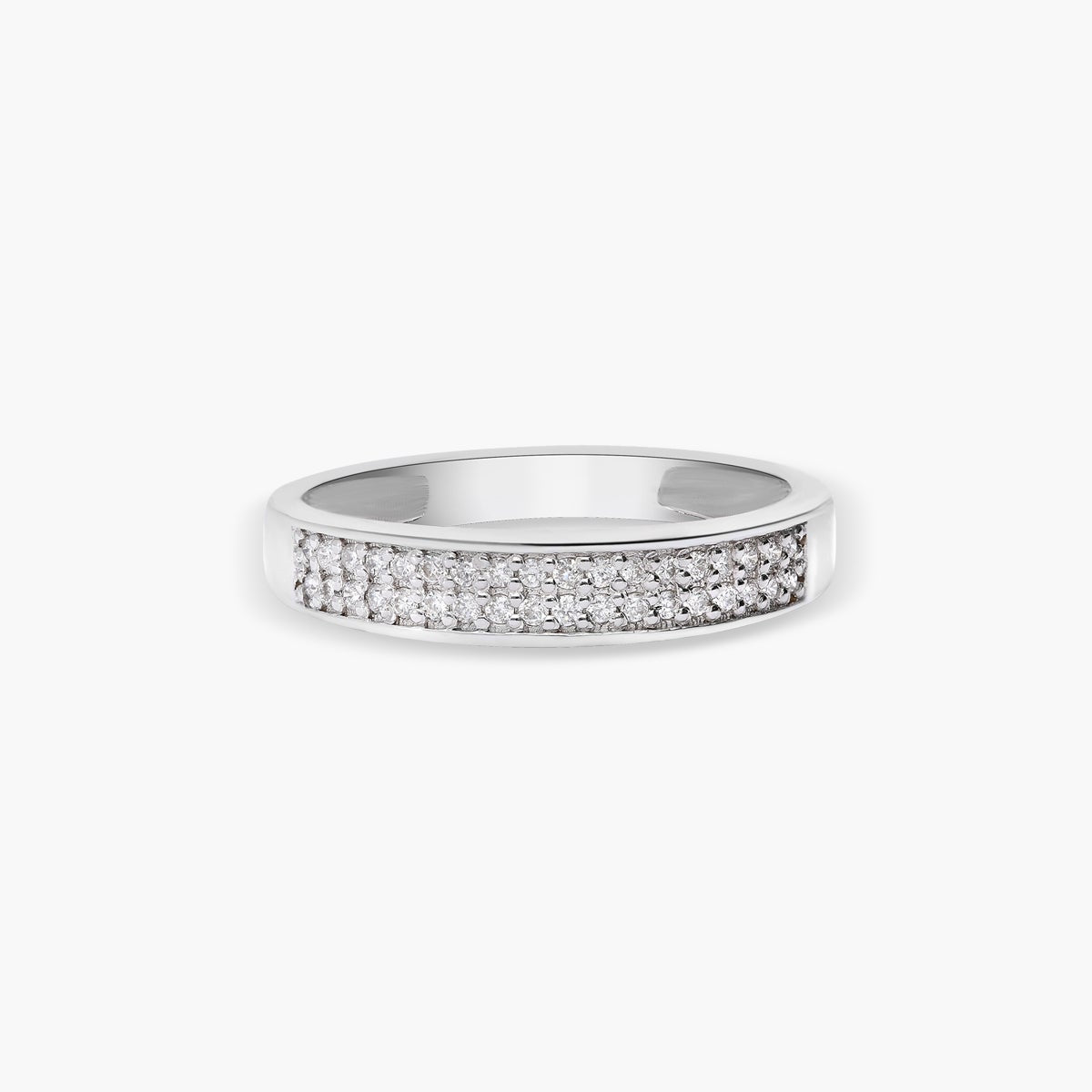 Anillo de oro blanco 18K diamante natural 0.18 ct. 