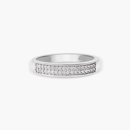 Anillo de oro blanco 18K diamante natural 0.18 ct. 