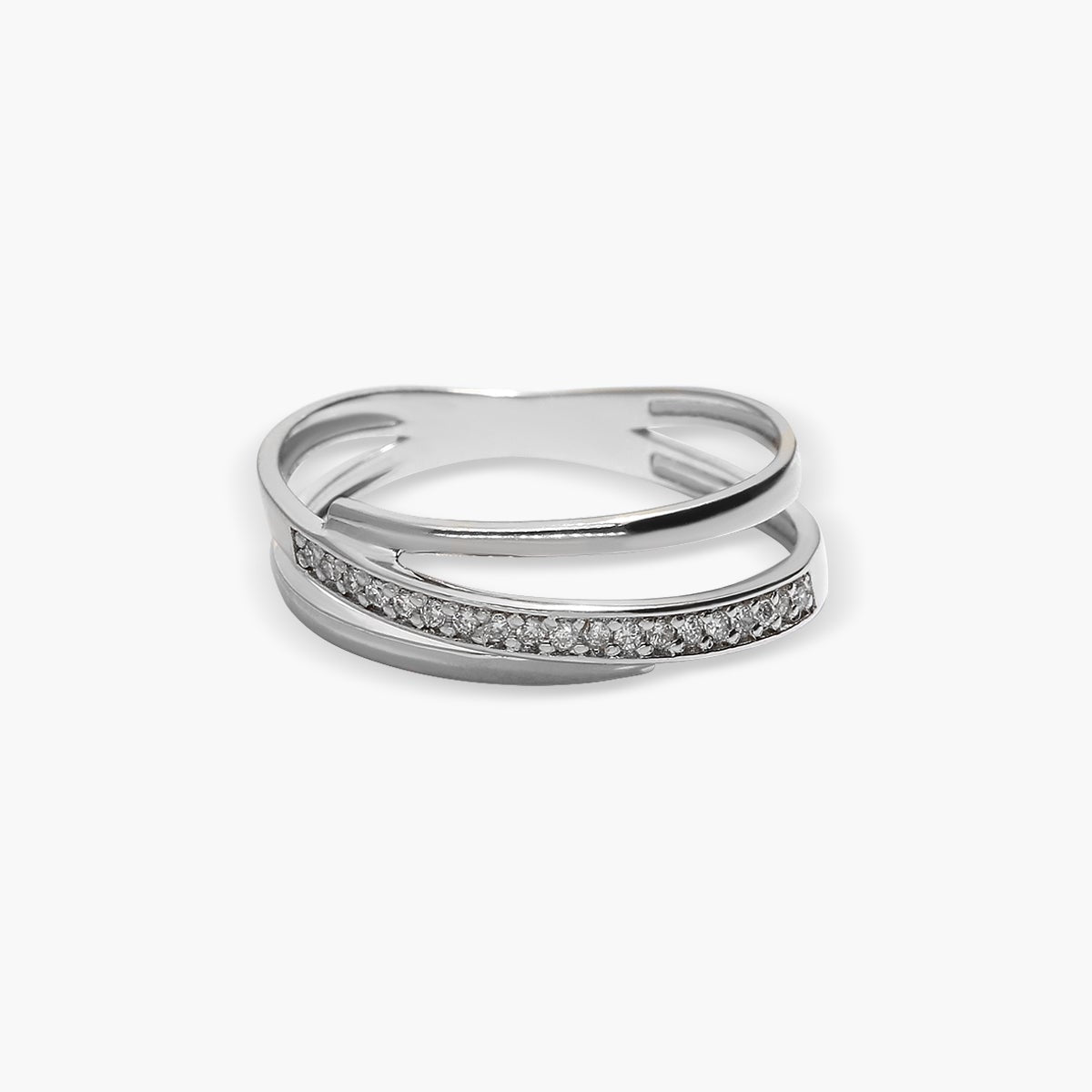 Anillo de oro blanco 18K diamante natural 0.1 ct. 