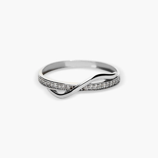 Anillo de oro blanco 18K diamante natural 0.105 ct.