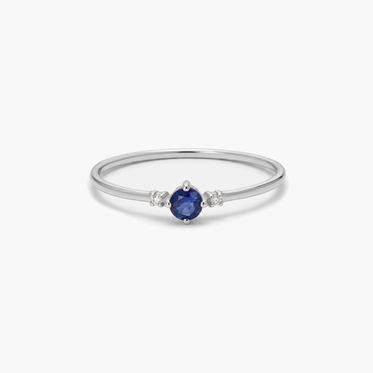 Anillo de oro blanco 18K diamante natural 0.016 ct.
