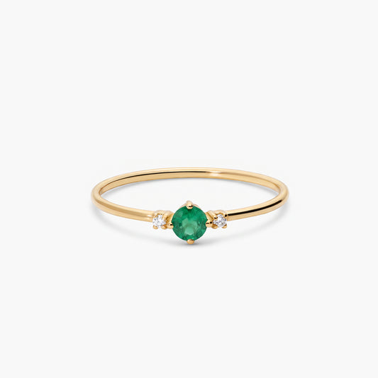 Anillo de oro 18K diamante natural 0.016 ct. RAINFOREST