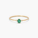 Anillo de oro 18K diamante natural 0.016 ct. esmeralda 4 mm RAINFOREST