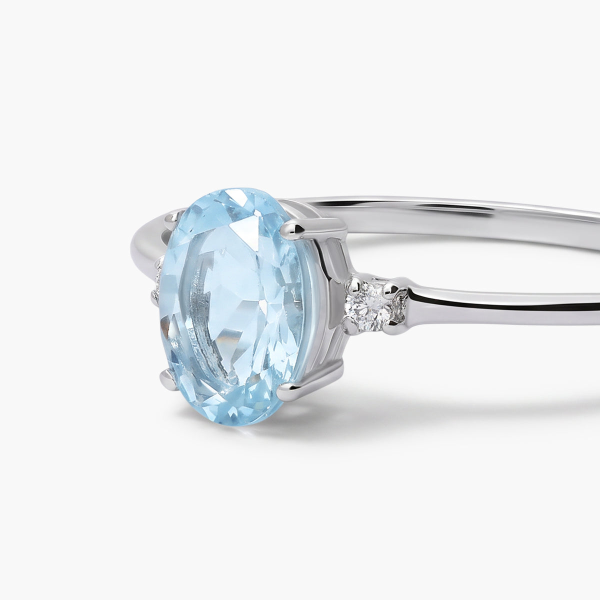 Anillo de oro blanco 18K diamante natural 0.03 ct. GLACIER