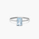 Anillo de oro blanco 18K diamante natural 0.05 ct. aguamarina 7 mm GLACIER